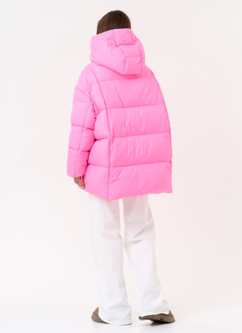 Женский яркий пуховик с капюшоном