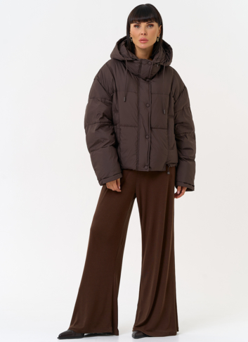 Женский короткий пуховик с капюшоном