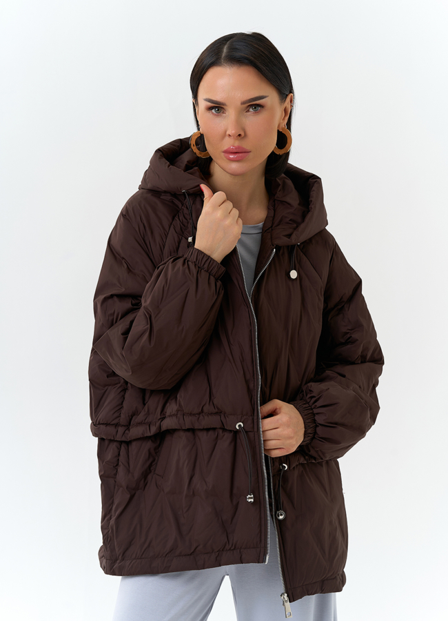 Куртка женская свободного кроя модель № 32670 меха малина