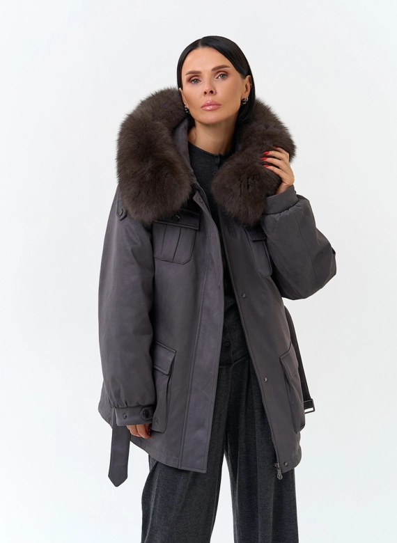Женская куртка из эко замши фото