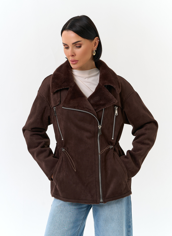 Женская дубленка из эко замши