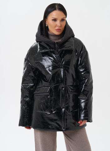 Куртка женская из эко кожи с капюшоном