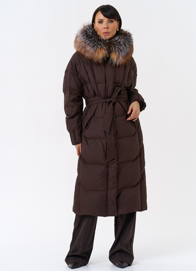 Женский пуховик с отделкой из меха блюфрост модель № 31797 в кредит