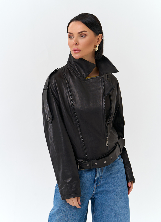 Женская куртка косуха из натуральной кожи модель № 26849 универмаг малина