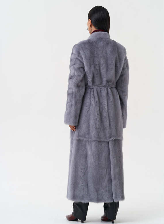 Длинная шуба из меха норки