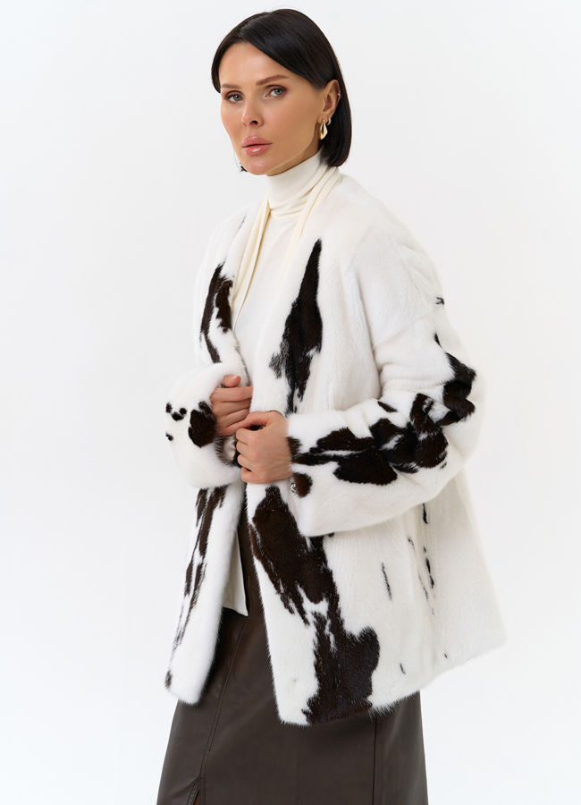 Жакет из меха норки в расцветке 