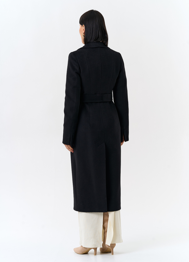 фото Женское пальто с поясом модель № 32513