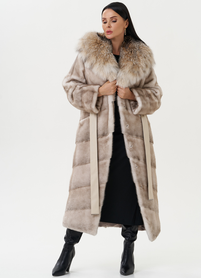 Женская норковая шуба с капюшоном из рыси модель № 27838 универмаг малина