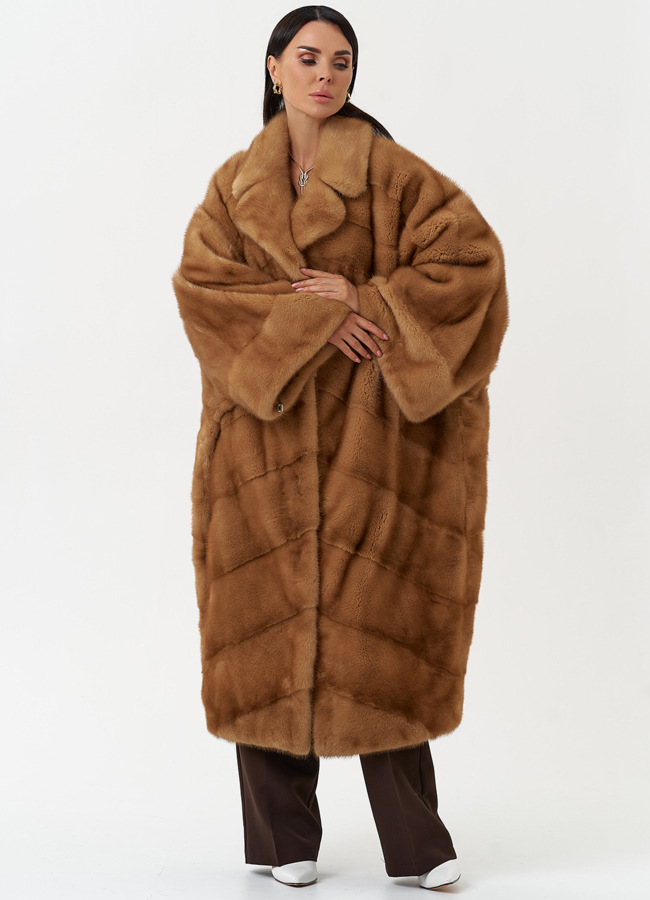 Женская шуба из меха норки с английским воротником модель № 31861 в рассрочку