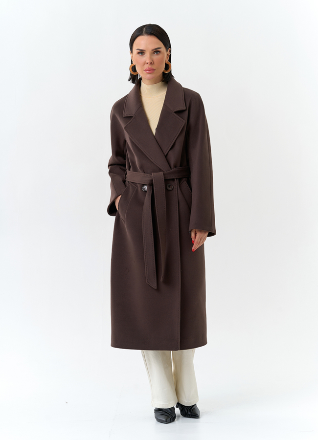 Женское пальто с английским воротником модель № 32684 меха малина