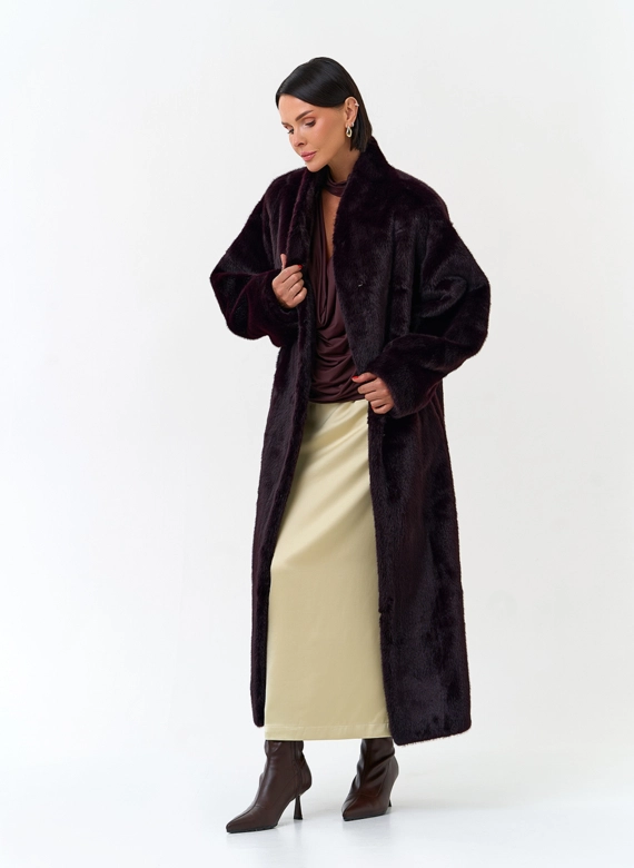 Длинная шуба из эко меха фото