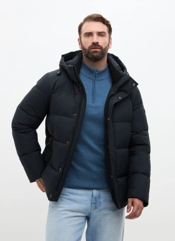 Мужской пуховик с капюшоном больших размеров