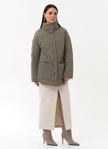 Женская двухсторонняя куртка с воротником стойкой