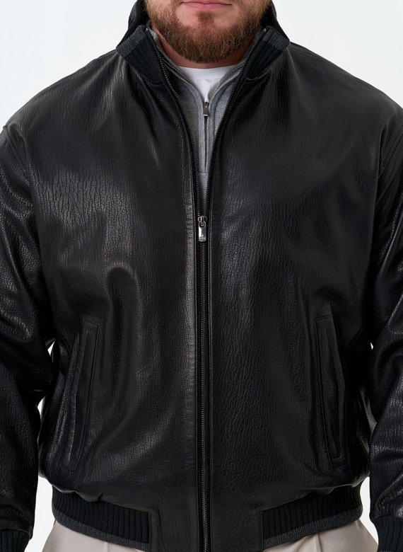 Мужская куртка бомбер из натуральной кожи