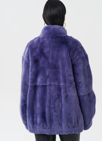 Яркая шуба из меха кролика