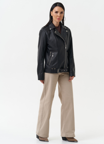 Куртка косуха из эко кожи черного цвета