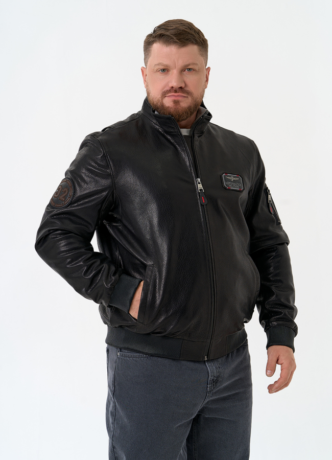 Мужская куртка бомбер из натуральной кожи модель № 32865 универмаг малина