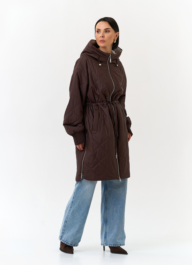 Женское утепленное пальто с капюшоном модель № 32848 в кредит