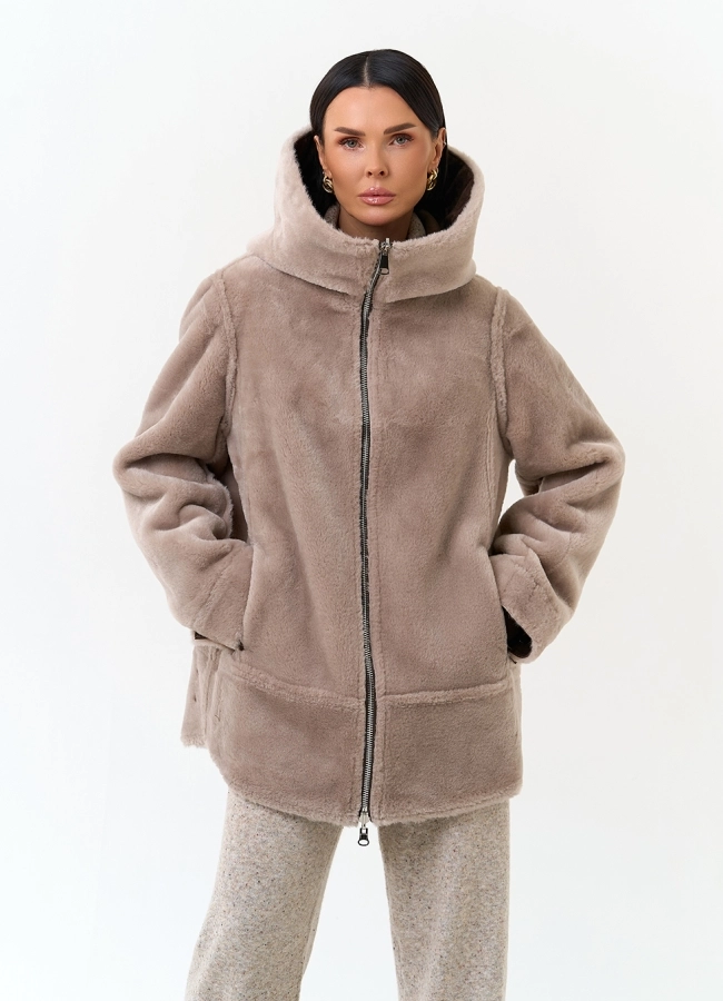 Женская дубленка из эко замши модель № 33909 в рассрочку фото
