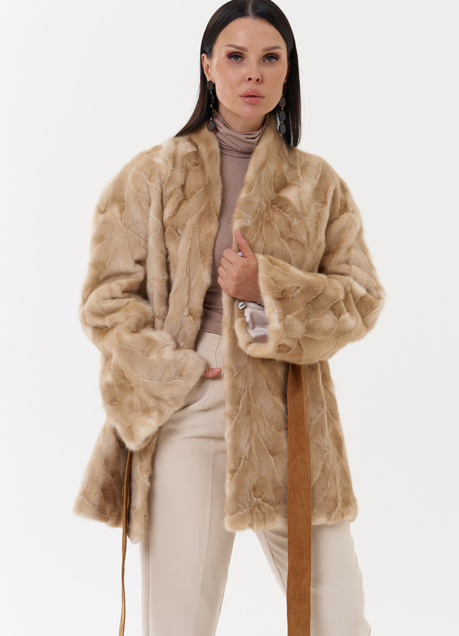 Женская шуба из скандинавской норки модель № 27627 универмаг малина