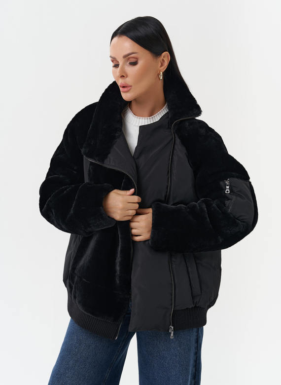 Комбинированная куртка с капюшоном