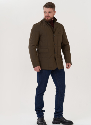 Мужская стеганая куртка цвета хаки