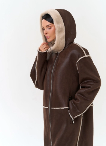 Женская дубленка из эко замши