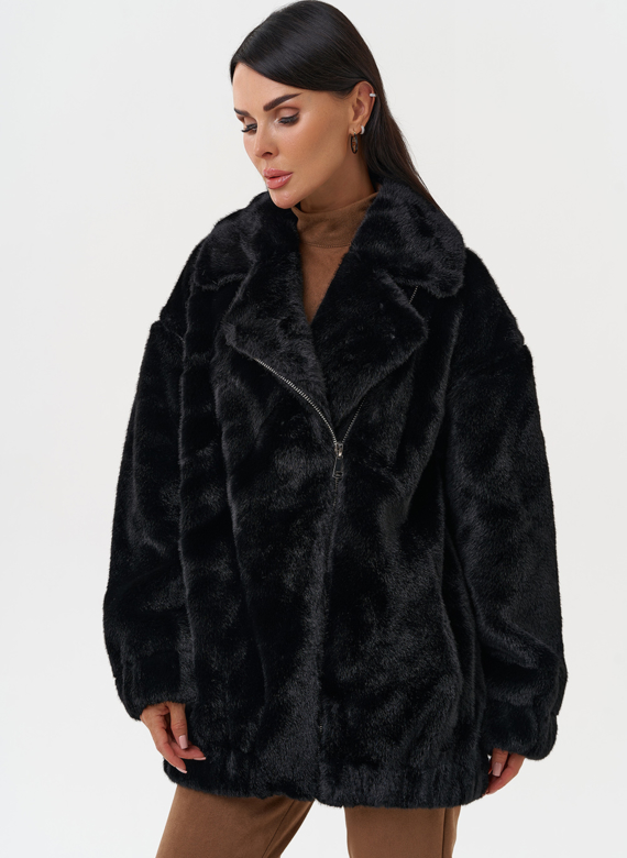 Женская шуба из эко меха со съёмными рукавами