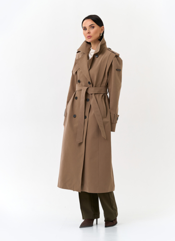 Женский длинный плащ с поясом