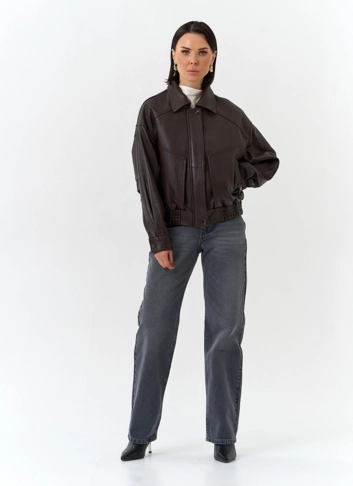 Женская куртка бомбер из натуральной кожи