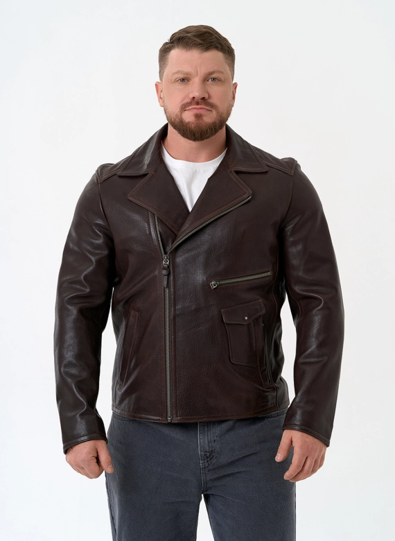 Мужская куртка косуха из натуральной кожи фото