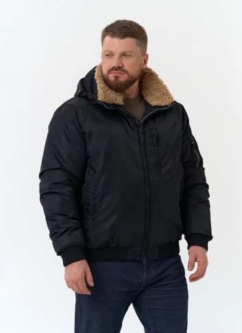 Мужская куртка бомбер с капюшоном фото