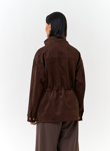 Женская куртка парка из эко замши 