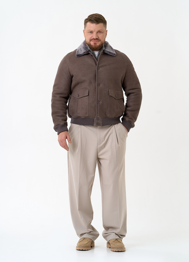 Мужская натуральная дубленка бомбер модель № 31859 в кредит