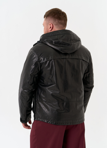 Мужская куртка из натуральной кожи с капюшоном