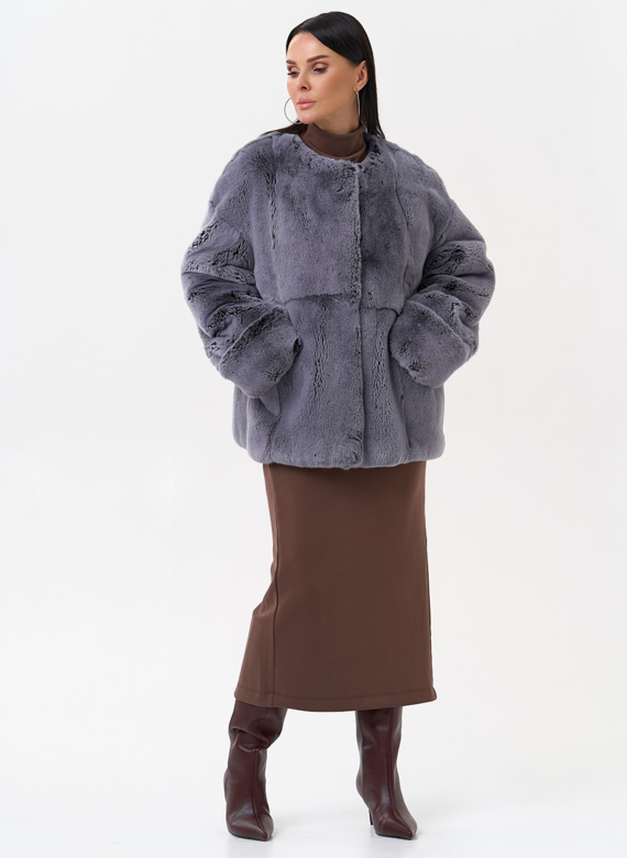 Короткая шуба из меха кролика