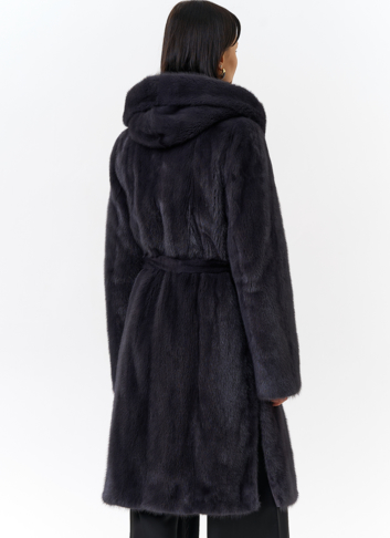 Норковая шуба с поясом