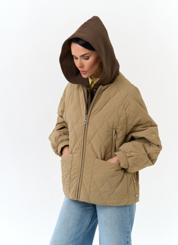 Женская куртка с трикотажным капюшоном
