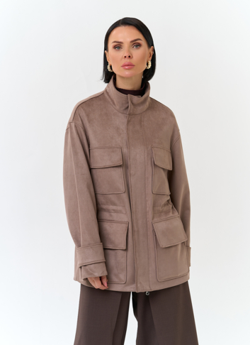 Женская куртка парка из эко замши 