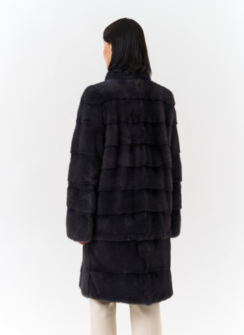 Норковая шуба трансформер, поперечная со стойкой