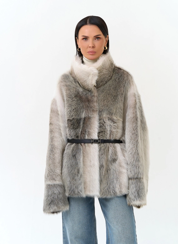 Дубленка двухсторонняя с поясом фото