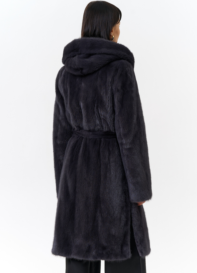 Норковая шуба с поясом модель № 31158 в кредит