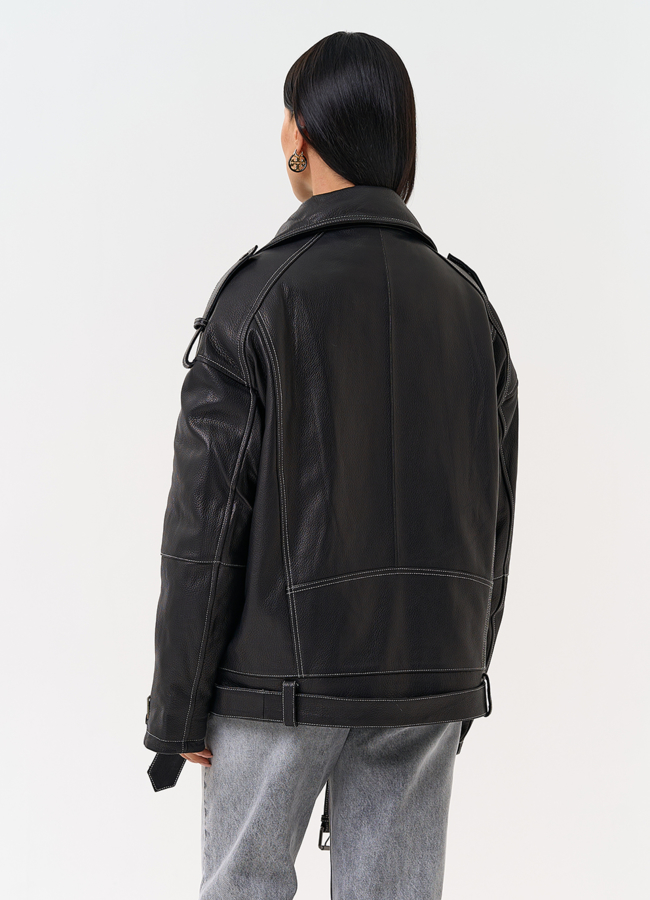 Куртка из натуральной кожи с капюшоном модель № 1729 универмаг малина