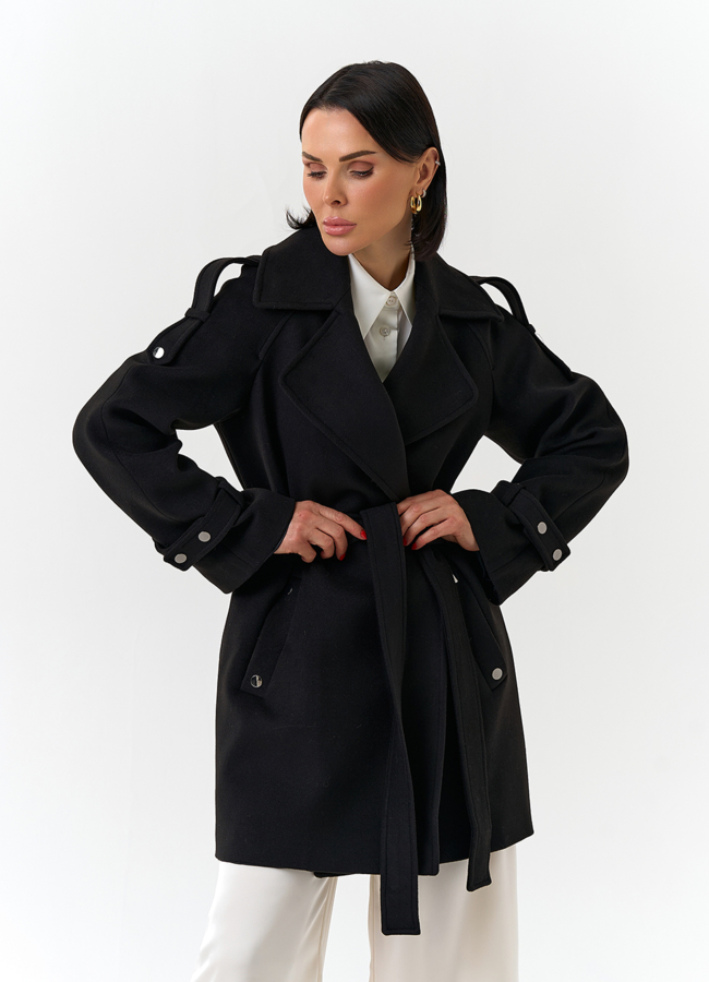 Женское укороченное пальто с английским воротником модель № 32641 универмаг малина