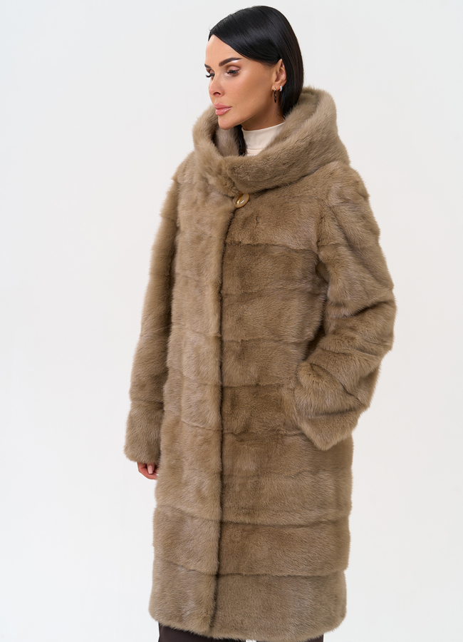 Шуба из норки бежевого цвета модель № 31332 универмаг малина