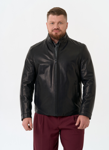 Мужская куртка из натуральной кожи черного цвета