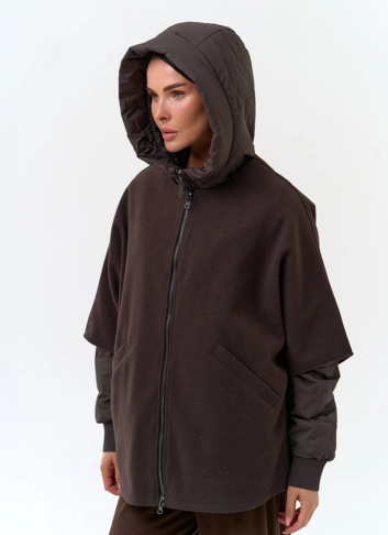 Женская куртка накидка с капюшоном