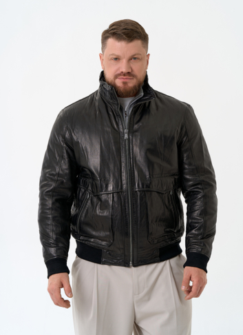 Мужская утепленная куртка из натуральной кожи
